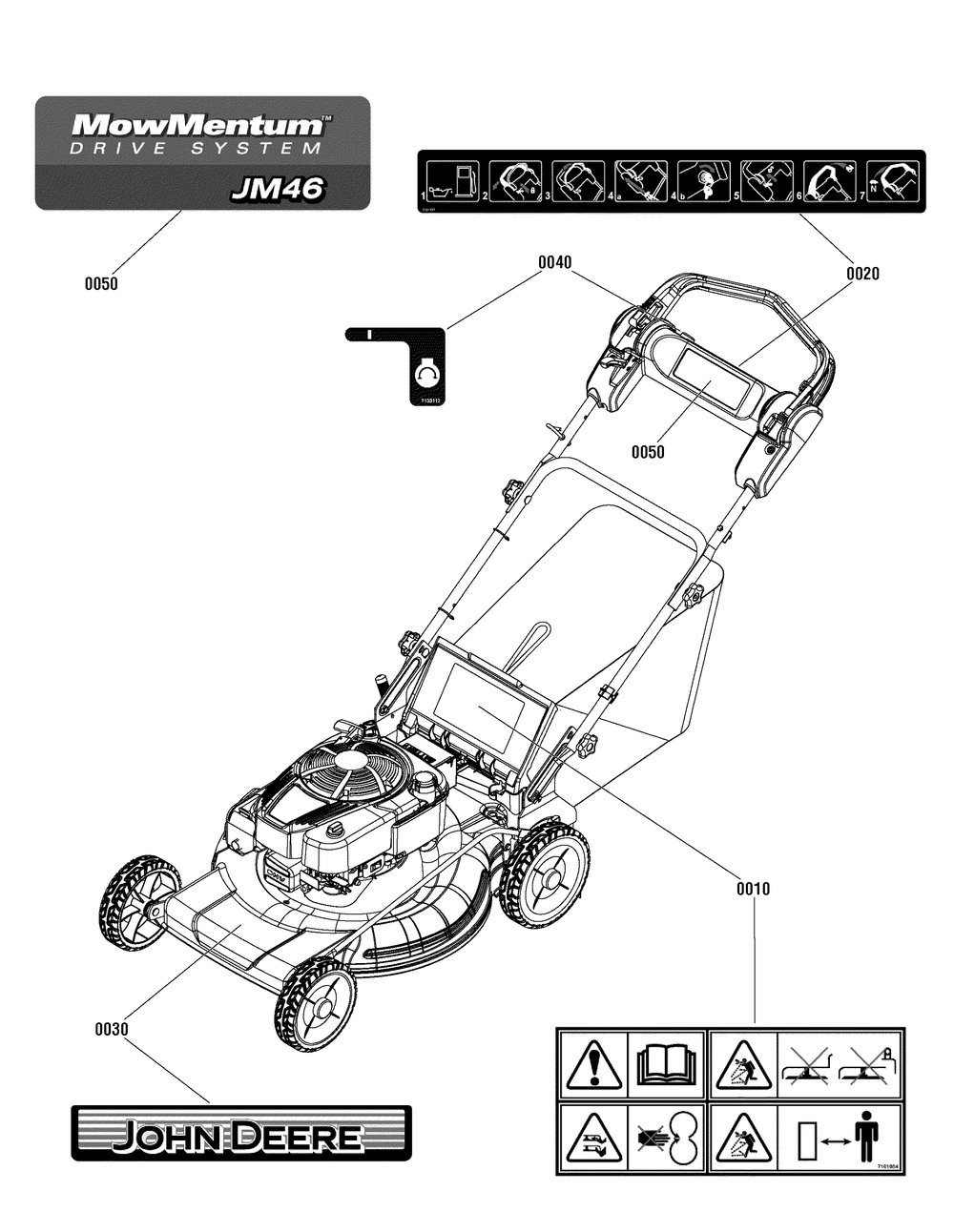 Decals Group (7502726a) Diagram and Parts List for 7800860-JM46 2012 Briggs and Stratton Lawn Mower